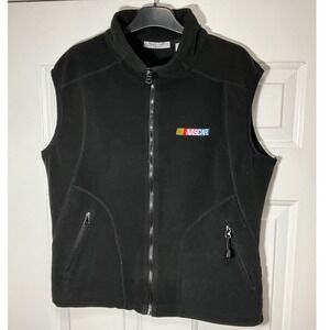 Rivers End NASCAR Fleece Vest Mens Large Black Full Zip Racing Gilet L